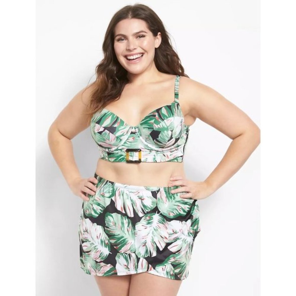 Aruba Palm Faux-Wrap Swim Skirt Size 36‎ NWT